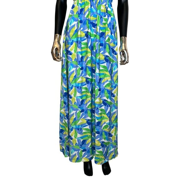 Timing Tropical Leaf Print Maxi Dress NWT Cutout Tie Back Size M - Picture 6 of 12